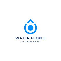 clean water logo design or people raise their hands with drops of water