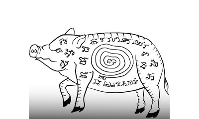 Thai traditional tattoo, Thai traditional painting in temple, vector