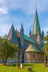 Nidaros Cathedral at summer day.Trondheim.Norway