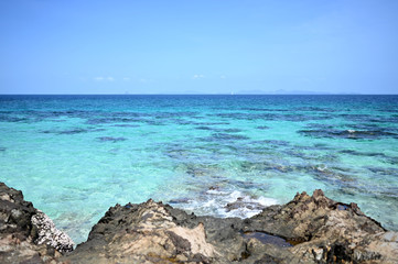 Phuket's clear blue sea water, summer