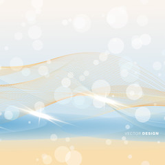 Abstract background with shiny waves and bokeh light. Vector illustration of a bright design