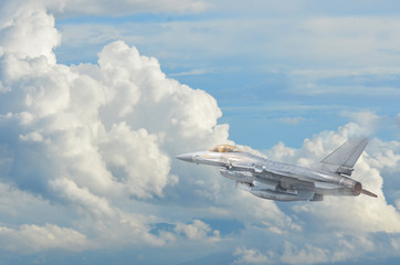 Fighters flying over the sky and clouds