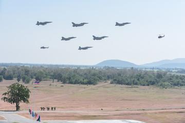 Many fighters train to fly above the sky and fly.