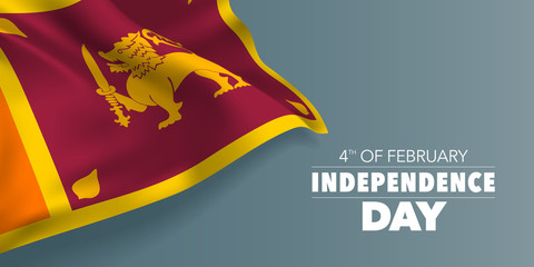 Sri Lanka independence day greeting card, banner with template text vector illustration