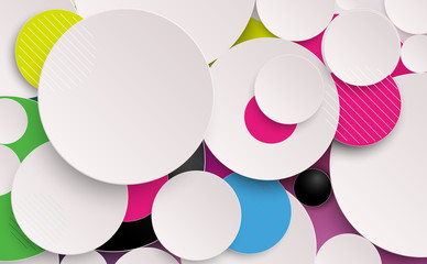 Abstract colorful circles composition and minimal geometric background. Vector illustration