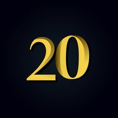 20 Years Anniversary Gold Number Vector Template Design Illustration