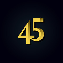 Fototapeta premium 45 Years Anniversary Gold Number Vector Template Design Illustration