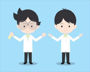 2 flat cartoon doctor character design