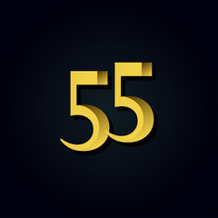 55 Years Anniversary Gold Number Vector Template Design Illustration