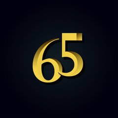 65 Years Anniversary Gold Number Vector Template Design Illustration