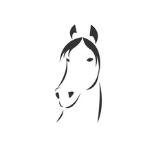 Vector image of an horse black and white. design style. animal. art. symbol. logo. Illustrator. on white background.