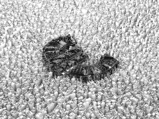 Euro symbol consisting of cube array, data storage and network data transmission, data technology