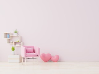 Room love modern interior have armchair and home decor for Valentine's day.