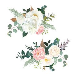 Retro delicate vector design flower bouquets