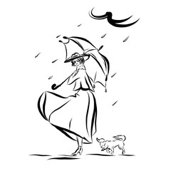 Woman in long dress, vintage clothes