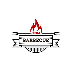 Vintage barbecue grill restaurant logo design. BBQ emblem / badges logo template