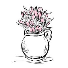 bouquet of flowers, graphic botanical illustration