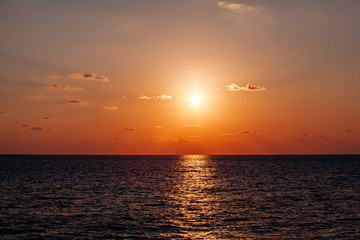 Beautiful warm sunset on the sea. Beautiful scenery.