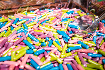 Fototapeta na wymiar Colourful sugary candy, Assort various sweet candies