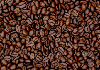 Coffee Beans Background. Close Up.