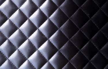 Leather seat black color closeup abstract background with textured.