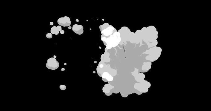 Black Smoke Spread And Then Faded Away Elements Cartoon Animation Hand Drawn. 2d Smoke Elements Smoke Motion Graphics 4K resolution with Alpha channel. Easy to use, Drop .mov files into your project.