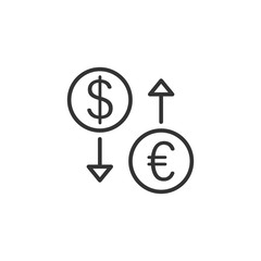 Currency exchange icon in flat style. Dollar euro transfer vector illustration on white isolated background. Financial process business concept.