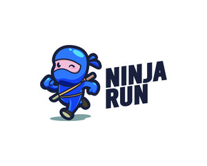 ninja run logo  mascot character logo ninja blue