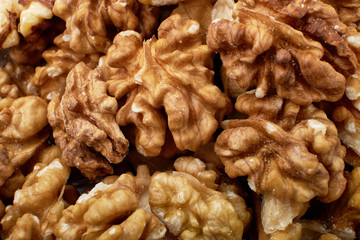 Mixed nuts Foundation-hazelnuts, walnuts, almonds - with copy space. The view from the top or laying flat