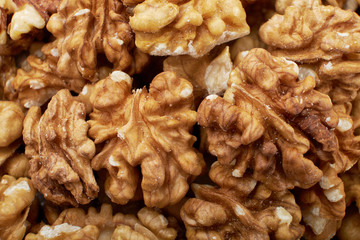 Mixed nuts Foundation-hazelnuts, walnuts, almonds - with copy space. The view from the top or laying flat