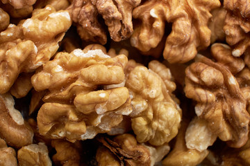 Mixed nuts Foundation-hazelnuts, walnuts, almonds - with copy space. The view from the top or laying flat