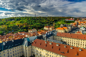 Naklejka na ściany i meble Autumn view of historical buildings and Petrin