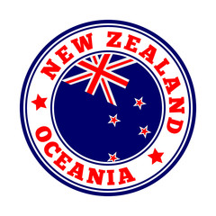 New Zealand sign. Round country logo with the flag of New Zealand. Vector illustration.