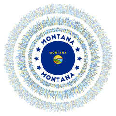 Montana symbol. Radiant US state flag with colorful rays. Shiny sunburst with Montana flag. Powerful vector illustration.