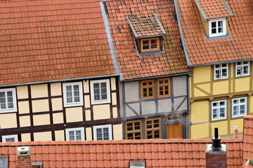 The roofs of historic old town of Quedlinburg