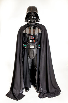 SAN BENEDETTO DEL TRONTO, ITALY. DECEMBER 5, 2014.  Darth Vader costume replica . Lord Fener is a fictional character of Star Wars saga. White background