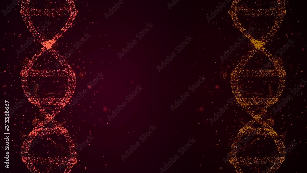 Poster dna division concept. loopable abstract background of dna duplicating its contents and dividing into