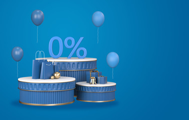3d render of blue podium discount Pay installment with credit card.