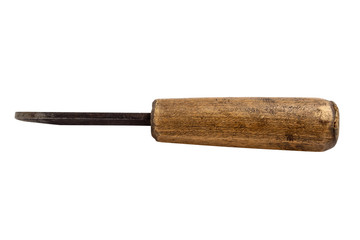 Old tool. Old chisel isolated on a white background.