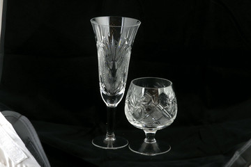 empty glass of water on black background