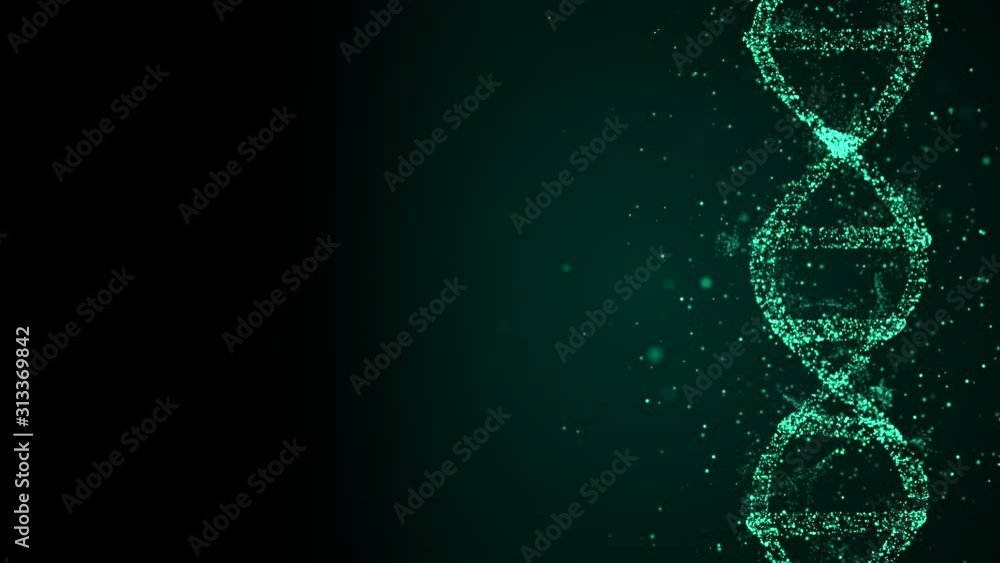 Aufkleber animated dna chain model in 3d render, floating on the side of screen with copyspace for additional 