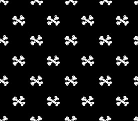Fototapeta na wymiar Pirate doodles bones seamless pattern black and white
