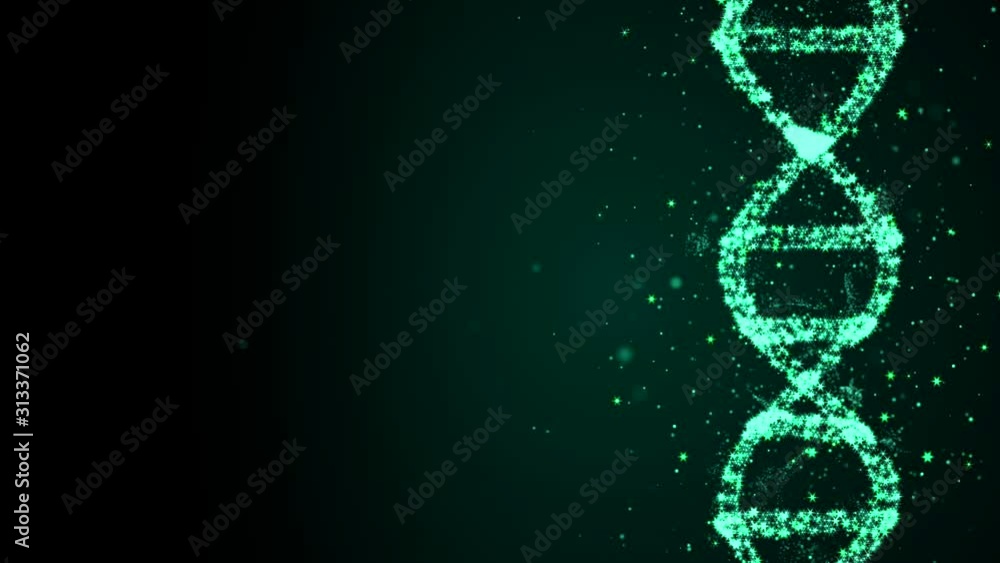 Poster alien dna formed from tiny particles in a cool abstract motion graphics effect.
