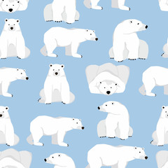 Watercolor winter background with polar bear,ice.Vector illustration seamless pattern for background,wallpaper,frabic.Editable element