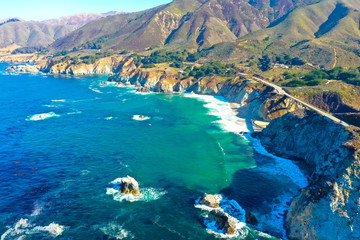 Luftbild: Küste am Highway Nr. 1, Kalifornien