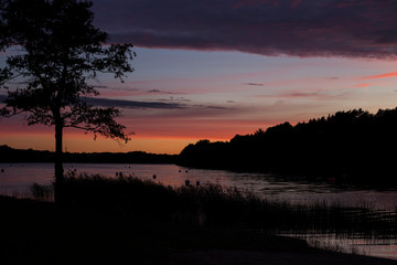sunset over lake