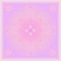Beautiful scarf design with floral ornament in pink colors. Delicate print for bandana, shawl, kerchief.