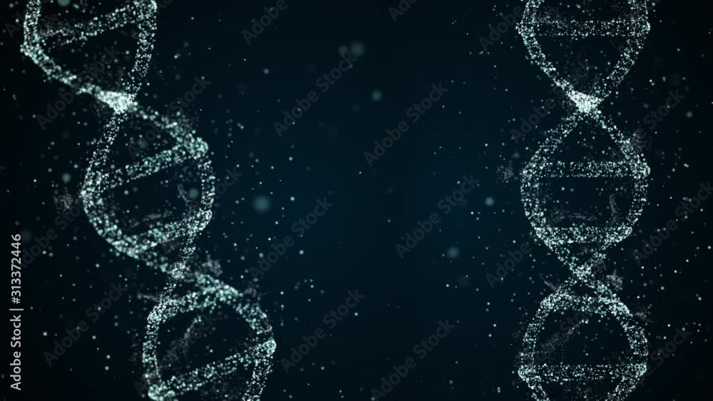Poster dna division concept. loopable abstract background of dna duplicating its contents and dividing into