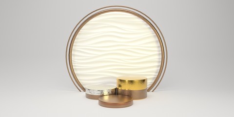 Abstract white studio background with podium for product 3d render