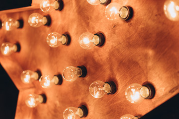  photo studio decoration star with lamps, closeup